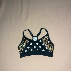 Polkadot & leopard pattern PINK sports bra sz xs